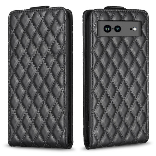 Google Pixel 7a Diamond Lattice Vertical Flip Leather Phone Case - Black