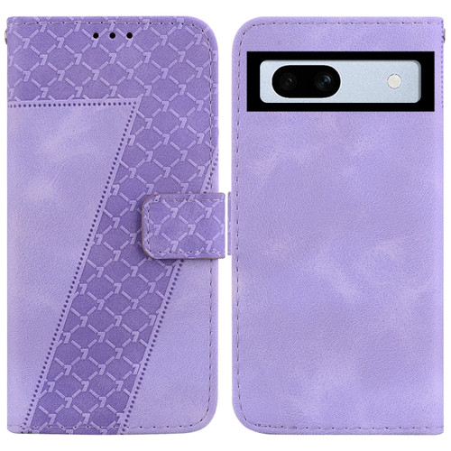 Google Pixel 7a 7-shaped Embossed Leather Phone Case - Purple