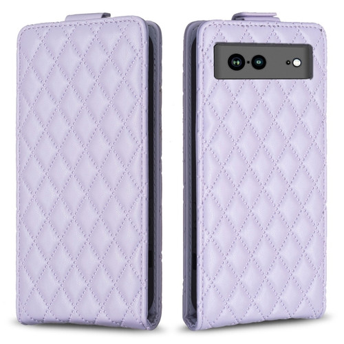 Google Pixel 7a Diamond Lattice Vertical Flip Leather Phone Case - Purple