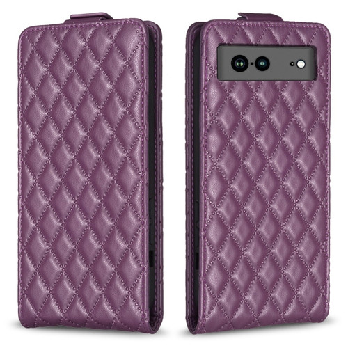 Google Pixel 7a Diamond Lattice Vertical Flip Leather Phone Case - Dark Purple