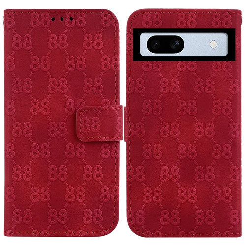 Google Pixel 7a Double 8-shaped Embossed Leather Phone Case - Red