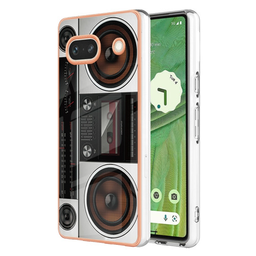 Google Pixel 7a Electroplating Dual-side IMD Phone Case - Retro Radio