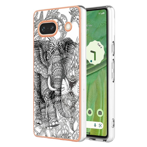 Google Pixel 7a Electroplating Dual-side IMD Phone Case - Totem Elephant