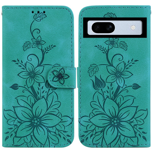 Google Pixel 7a Lily Embossed Leather Phone Case - Green