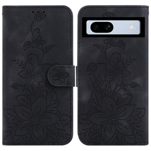 Google Pixel 7a Lily Embossed Leather Phone Case - Black