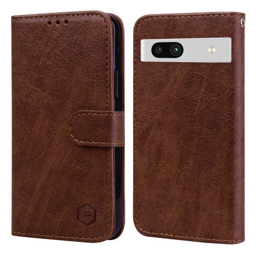 Google Pixel 7a Skin Feeling Oil Leather Texture PU + TPU Phone Case - Brown
