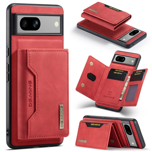 Google Pixel 7A DG.MING M2 Series 3-Fold Multi Card Bag + Magnetic Phone Case - Red