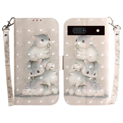 Google Pixel 7a 3D Colored Pattern Flip Leather Phone Case - Squirrels