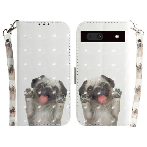 Google Pixel 7a 3D Colored Pattern Flip Leather Phone Case - Pug