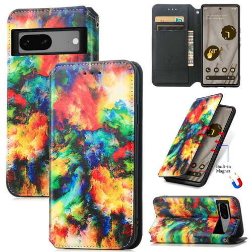 Google Pixel 7a CaseNeo Colorful Magnetic Leather Phone Case - Colorful Cloud