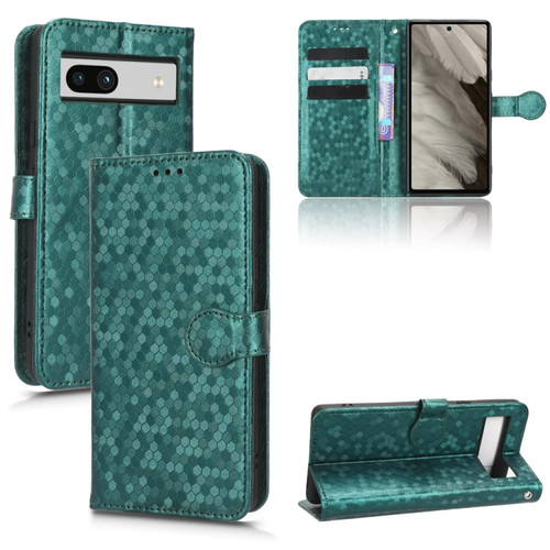 Google Pixel 7a Honeycomb Dot Texture Leather Phone Case - Green