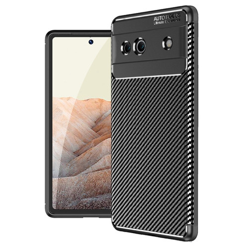 Google Pixel 7a Carbon Fiber Texture Shockproof TPU Phone Case - Black