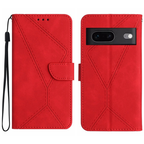 Google Pixel 7a Stitching Embossed Leather Phone Case - Red