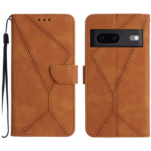 Google Pixel 7a Stitching Embossed Leather Phone Case - Brown