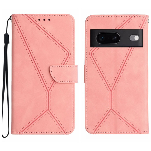 Google Pixel 7a Stitching Embossed Leather Phone Case - Pink