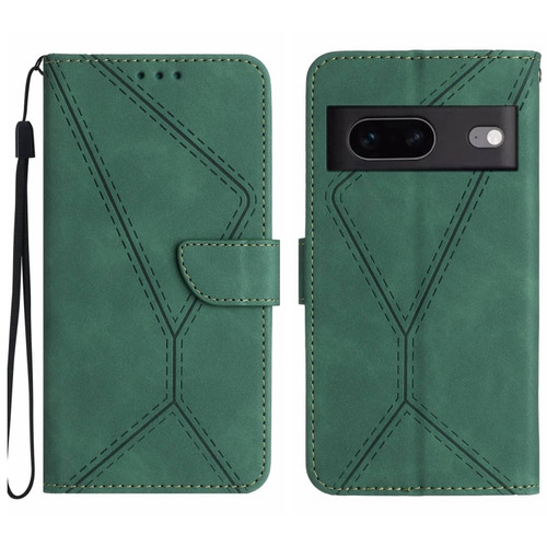 Google Pixel 7a Stitching Embossed Leather Phone Case - Green
