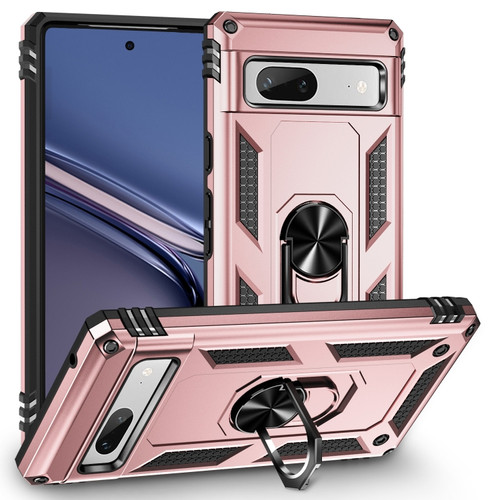 Google Pixel 7a Shockproof TPU + PC Phone Case with Holder - Rose Gold