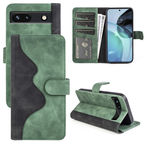 Google Pixel 7a Stitching Horizontal Flip Leather Phone Case - Green