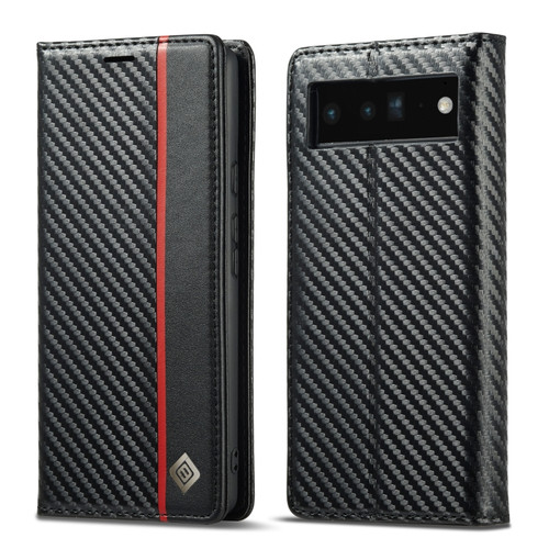 Google Pixel 7a LC.IMEEKE Carbon Fiber Leather Phone Case - Vertical Black