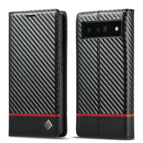 Google Pixel 7a LC.IMEEKE Carbon Fiber Leather Phone Case - Horizontal Black