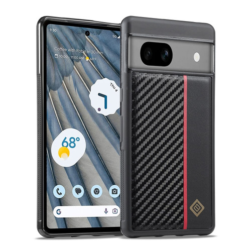 Google Pixel 7a LC.IMEEKE 3 in 1 Carbon Fiber Texture Shockproof Phone Case - Black