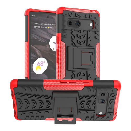 Google Pixel 7a Tire Texture TPU + PC Phone Case with Holder - Red