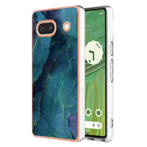 Google Pixel 7a Electroplating Marble Dual-side IMD Phone Case - Green 017