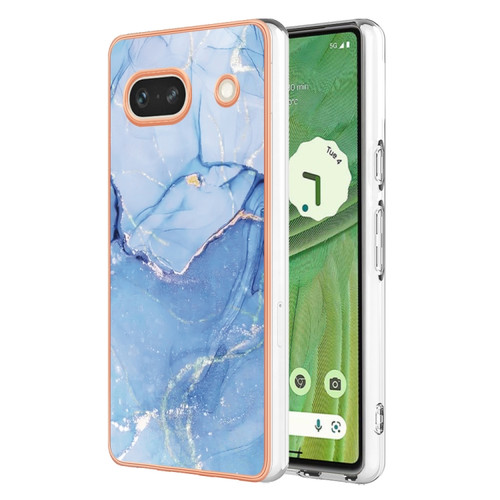 Google Pixel 7a Electroplating Marble Dual-side IMD Phone Case - Blue 018
