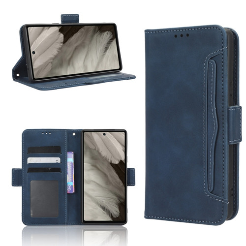 Google Pixel 7a Skin Feel Calf Texture Card Slots Leather Phone Case - Blue