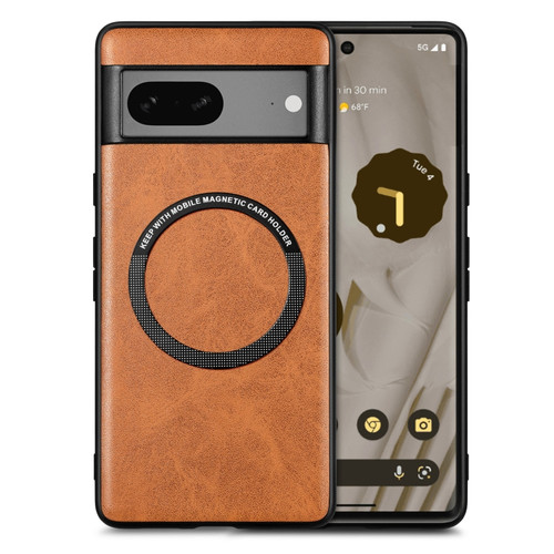 Google Pixel 7a Solid Color Leather Skin Back Cover Phone Case - Brown