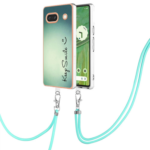 Google Pixel 7a Electroplating Dual-side IMD Phone Case with Lanyard - Smile