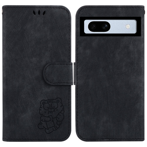 Google Pixel 7a Little Tiger Embossed Leather Phone Case - Black