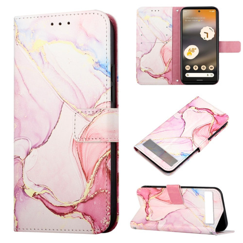 Google Pixel 7a PT003 Marble Pattern Flip Leather Phone Case - Rose Gold