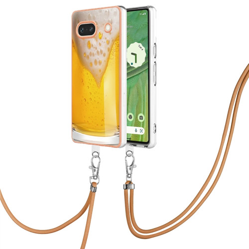 Google Pixel 7a Electroplating Dual-side IMD Phone Case with Lanyard - Draft Beer