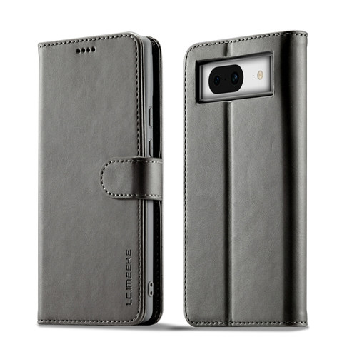 Google Pixel 7a LC.IMEEKE Calf Texture Horizontal Flip Leather Phone Case - Grey