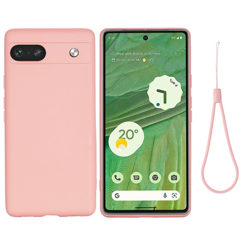 Google Pixel 7a Pure Color Liquid Silicone Shockproof Phone Case - Pink