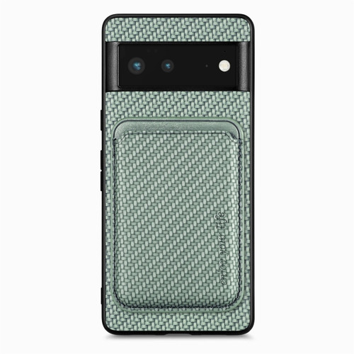 Google Pixel 6 Carbon Fiber Leather Card Magsafe Phone Case - Green