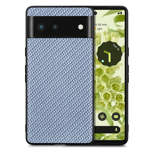 Google Pixel 6 Carbon Fiber Texture Leather Back Cover Phone Case - Blue