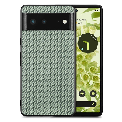 Google Pixel 6 Carbon Fiber Texture Leather Back Cover Phone Case - Green