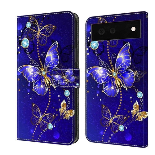 Google Pixel 6 Crystal 3D Shockproof Protective Leather Phone Case - Diamond Butterfly