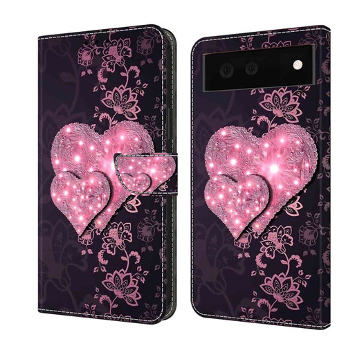 Google Pixel 6 Crystal 3D Shockproof Protective Leather Phone Case - Lace Love