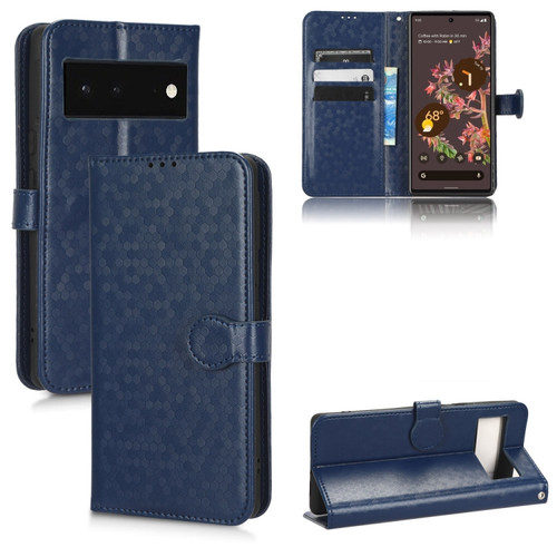 Google Pixel 6 Honeycomb Dot Texture Leather Phone Case - Blue