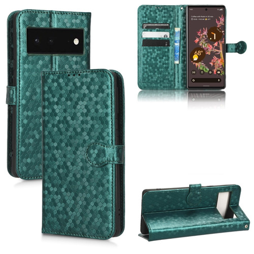 Google Pixel 6 Honeycomb Dot Texture Leather Phone Case - Green