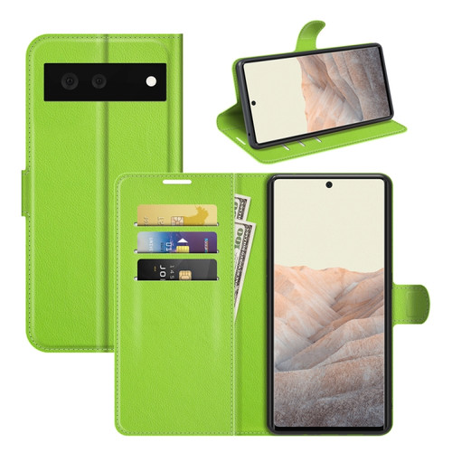 Google Pixel 6 Litchi Texture Horizontal Flip Protective Case with Holder & Card Slots & Wallet - Green