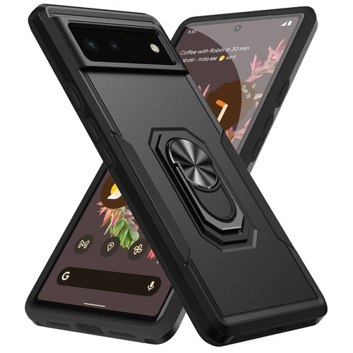 Google Pixel 6 Pioneer Armor Heavy Duty PC + TPU Holder Phone Case - Black
