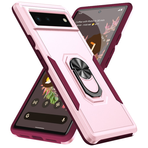 Google Pixel 6 Pioneer Armor Heavy Duty PC + TPU Holder Phone Case - Pink