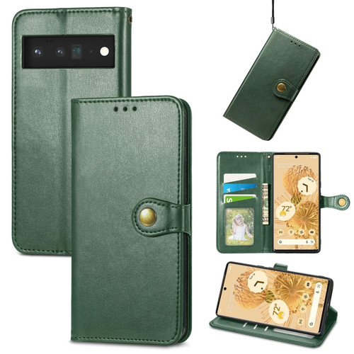 Google Pixel 6 Solid Color Leather Buckle Phone Case - Green