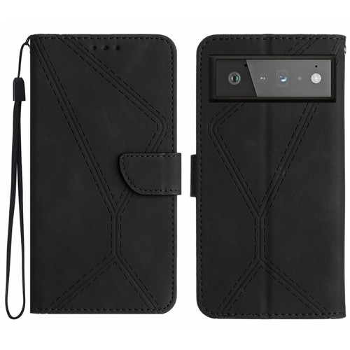 Google Pixel 6 Stitching Embossed Leather Phone Case - Black