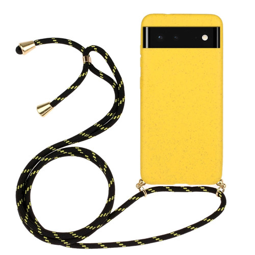 Google Pixel 6 Wheat Straw Material + TPU Protective Case with Lanyard - Yellow