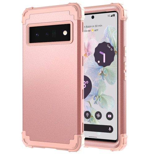 Google Pixel 6 Pro 3 in 1 Shockproof PC + Silicone Protective Phone Case - Rose Gold